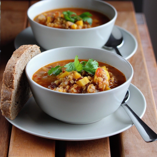 Italian Red Lentil and Brown Rice Soup