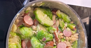 Kielbasa with Brussels Sprouts in Mustard Cream Sauce