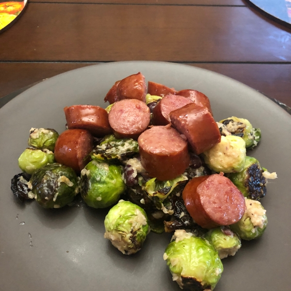 Kielbasa with Brussels Sprouts in Mustard Cream Sauce