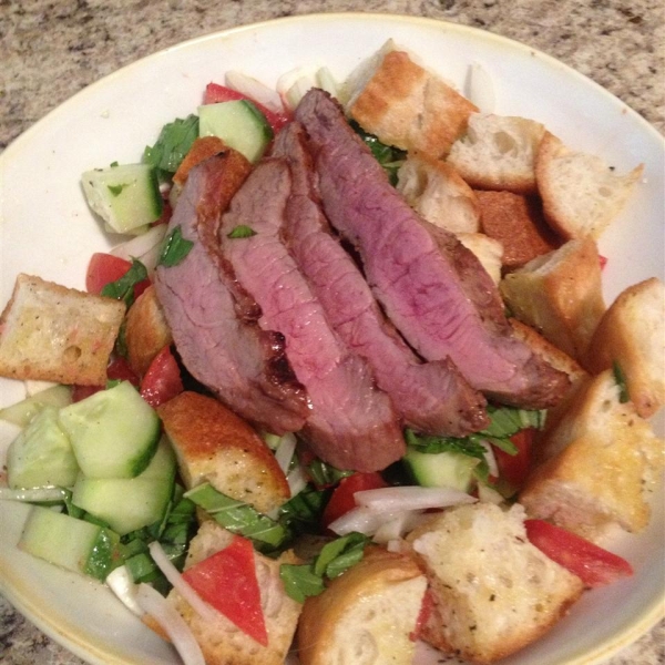 Panzanella Salad with Bison Flank Steak
