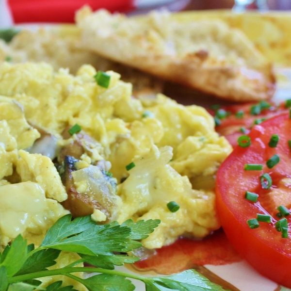 Onion and Mushroom Scrambled Eggs