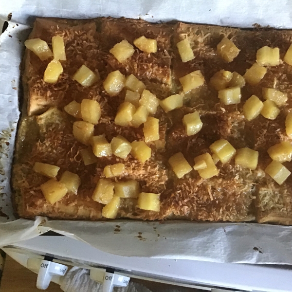 Baked Coconut French Toast with Pineapple-Rum Sauce