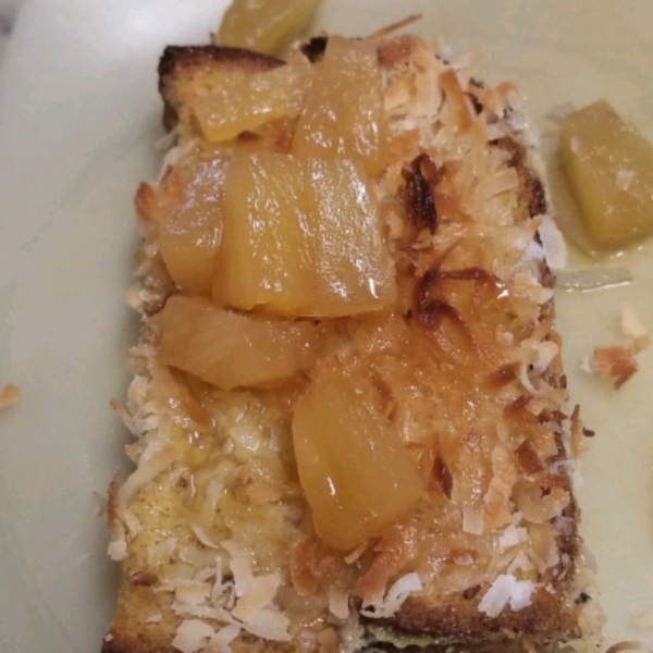 Baked Coconut French Toast with Pineapple-Rum Sauce