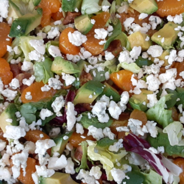 Cranberry, Glazed Walnut, Orange, Avocado, and Blue Cheese Salad