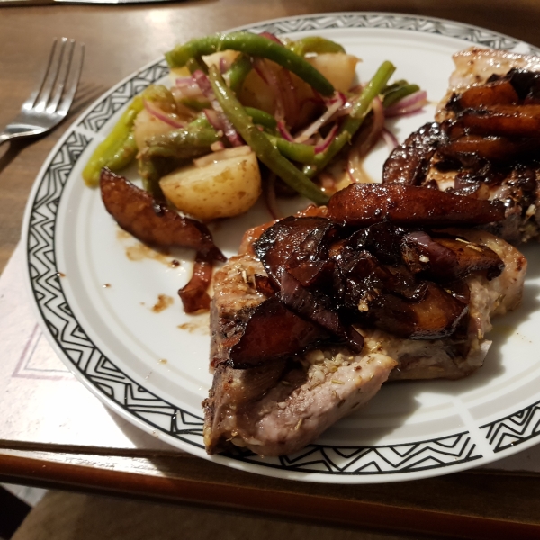 Grilled Pork Chops with Balsamic Caramelized Pears