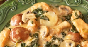 Smothered Chicken with Spinach, Potatoes, and Mushrooms