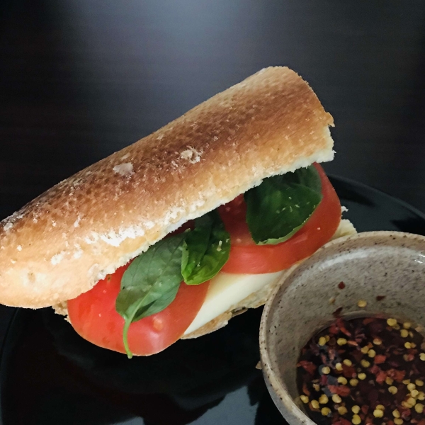 Basil, Tomato and Mozzarella Sandwich