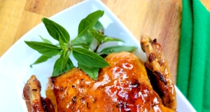 Apricot-Glazed Cornish Hens