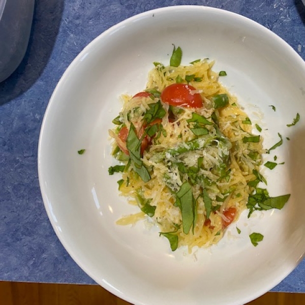 Roasted Spaghetti Squash with Asparagus and Goat Cheese