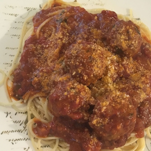 Healthier Italian Spaghetti Sauce with Meatballs