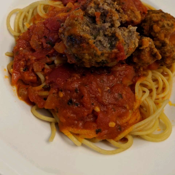 Healthier Italian Spaghetti Sauce with Meatballs