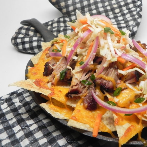 Pulled Pork Nachos with Sriracha Slaw