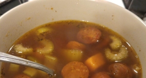 Sweet Potato, Corn, and Andouille Sausage Soup