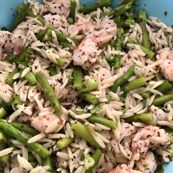 Orzo and Shrimp Salad with Asparagus