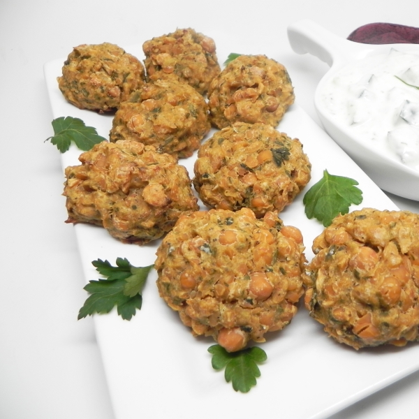 Spicy Baked Falafel with Tzatziki