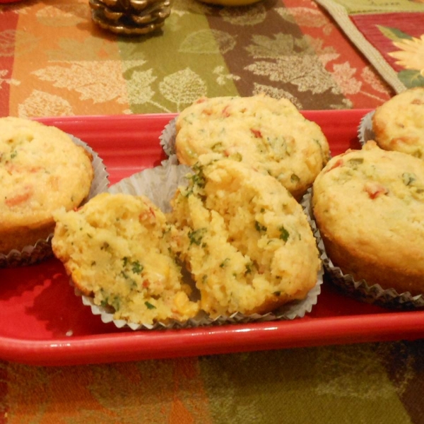 Basil, Roasted Peppers and Monterey Jack Cornbread