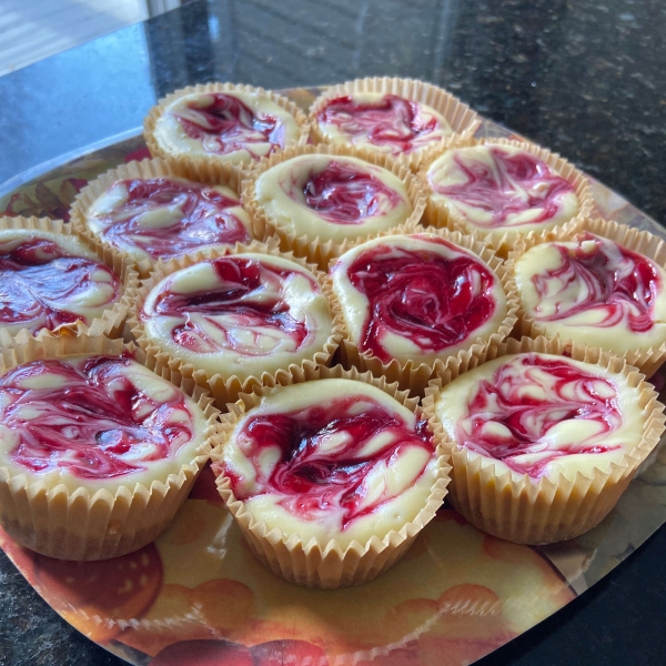 Key Lime Cheesecakes with Raspberry Swirls