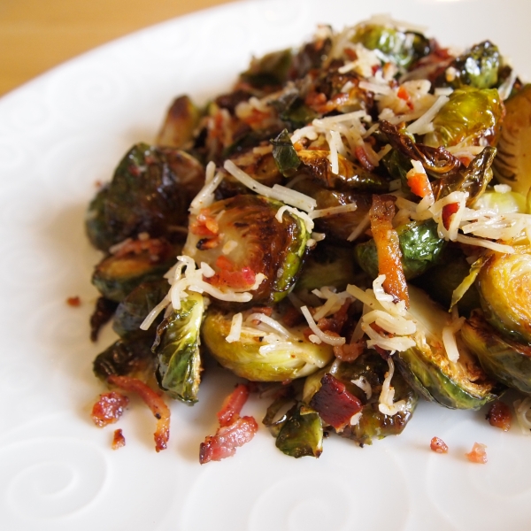 Garlic-Roasted Cheesy Brussels Sprouts
