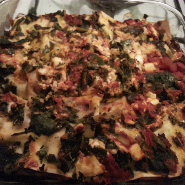 Low Fat Cheesy Spinach and Eggplant Lasagna