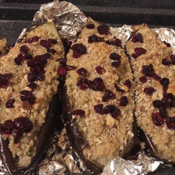 Stuffed Eggplant with Israeli Couscous