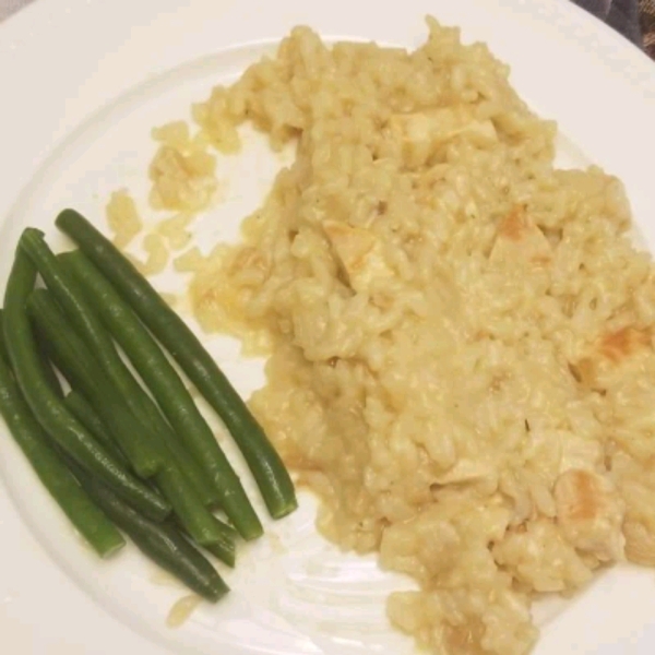 Roasted Chicken with Risotto and Caramelized Onions