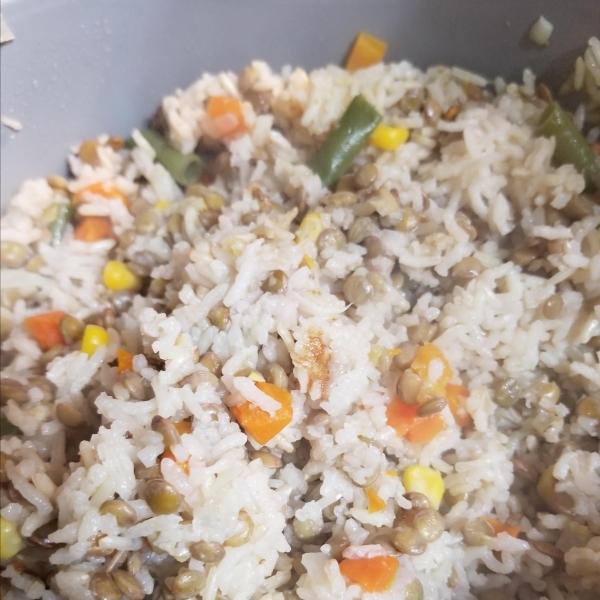 Rice and Lentils from a Rice Cooker