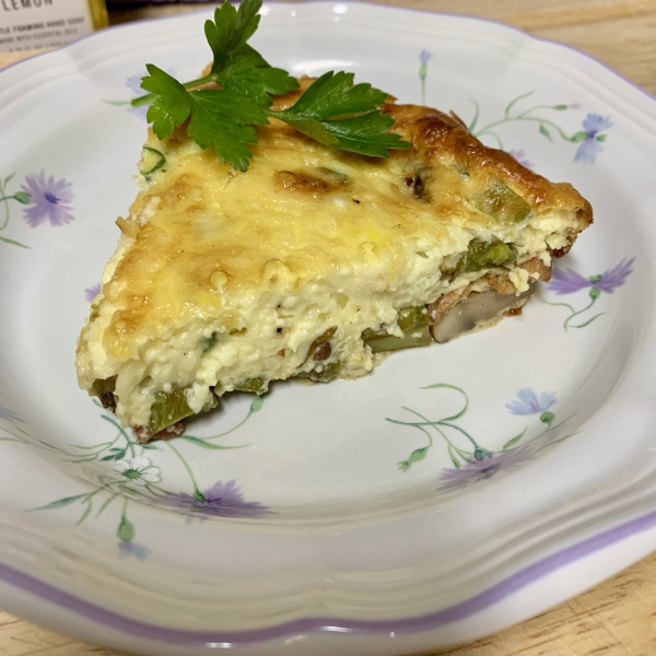 Asparagus Mushroom Bacon Crustless Quiche