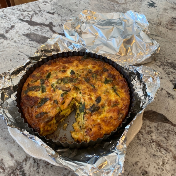 Asparagus Mushroom Bacon Crustless Quiche