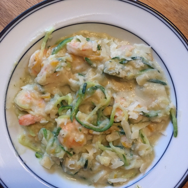 Zucchini Pasta with Peas and a Kale Pesto