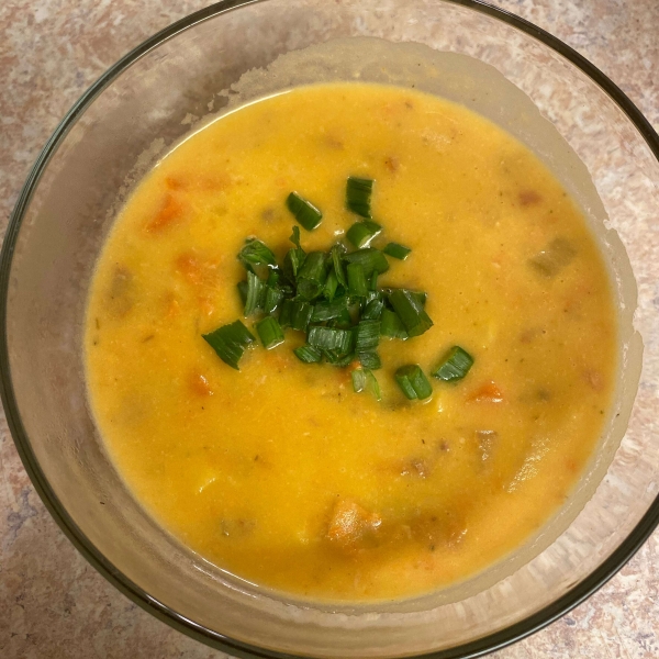 Roasted Garlic Potato Soup with Smoked Salmon