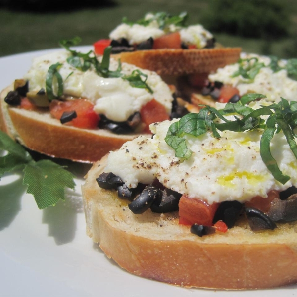 Artichoke Heart and Chopped Olive Crostini