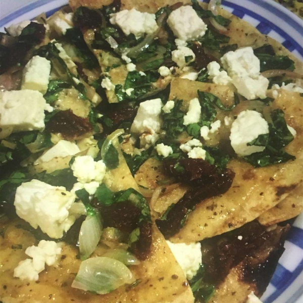 Greek Pizza with Spinach, Feta and Olives