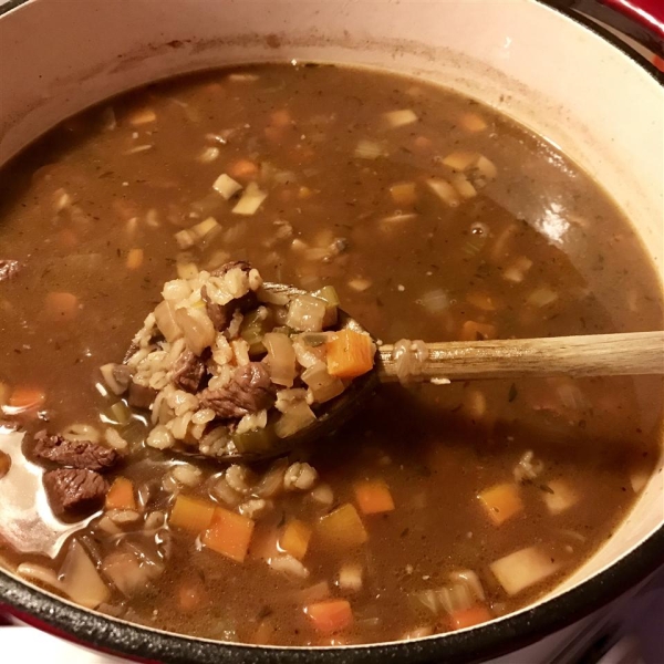 Beefy Mushroom Barley Soup