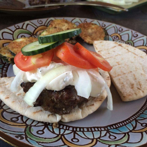 Greek Lamb Feta Burgers With Cucumber Sauce