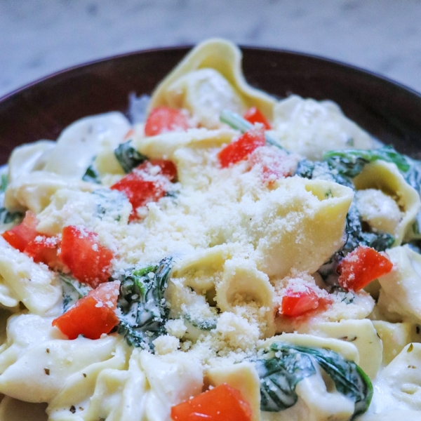 Tortellini Alfredo with Fresh Spinach