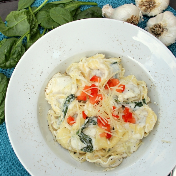 Tortellini Alfredo with Fresh Spinach