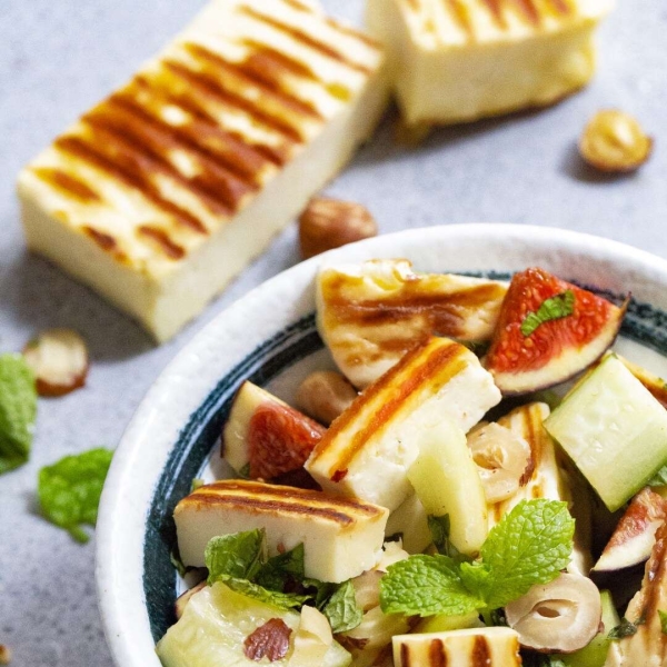 Pickled Cucumber, Fig, and Halloumi Salad