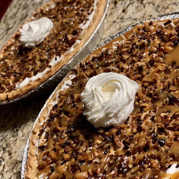 Toasted Coconut, Pecan, and Caramel Pie