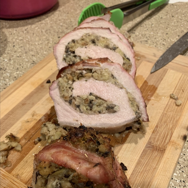 Stuffed Pork Roast with Herb Seasoned Artichoke & Mushroom Stuffing