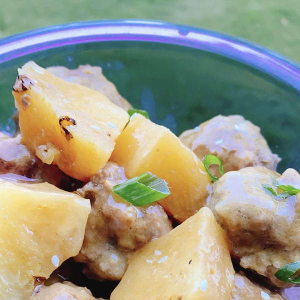 Asian-Inspired Pork Meatballs with Pineapple in the Slow Cooker