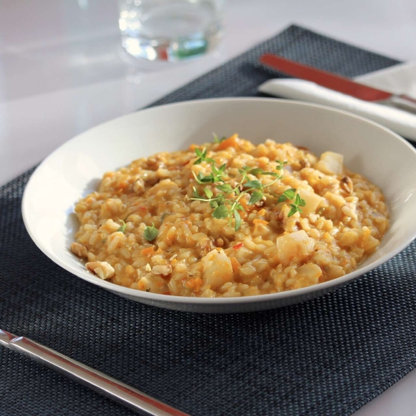 Risotto with Sunchokes, Butternut Squash, and Gorgonzola