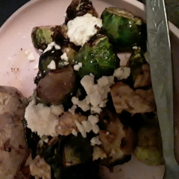 Air-Fried Brussels Sprouts With Balsamic-Honey Glaze and Feta