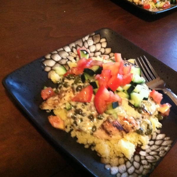 Chicken Breasts in a Date, Caper, and Mascarpone Sauce with Couscous