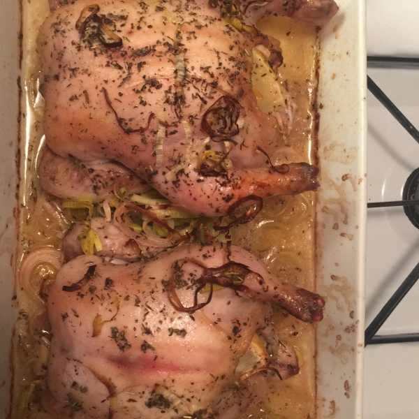 Lemon Leek Roasted Cornish Hens