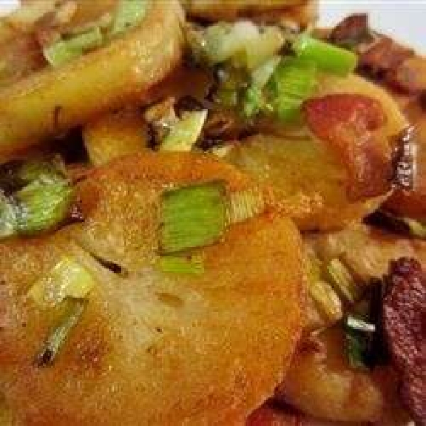 Fried Potatoes with Bacon and Ramps