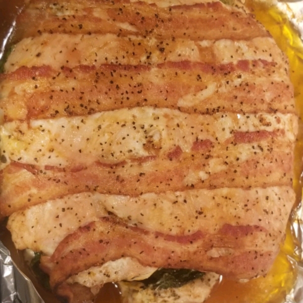 Bacon Wrapped Turkey Breast Stuffed with Spinach and Feta