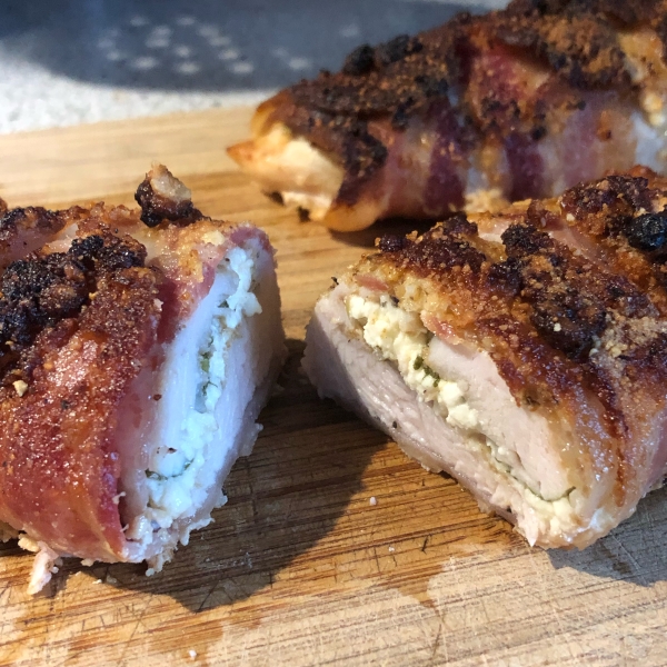 Bacon Wrapped Turkey Breast Stuffed with Spinach and Feta
