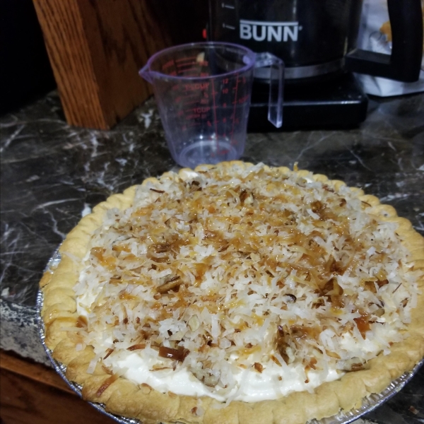 Toasted Coconut, Pecan, and Caramel Pie