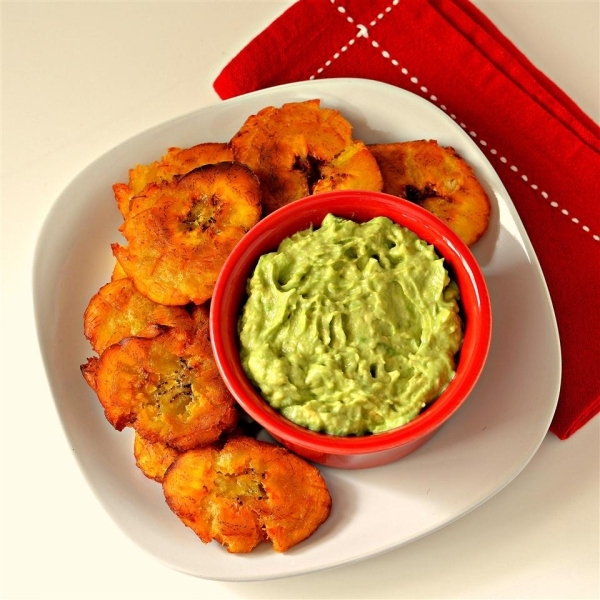 Fried Plantains With Avocado Dip