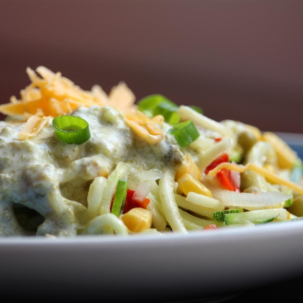 Mexican Squoodles with Creamy Fire-Roasted Green Chile Sauce